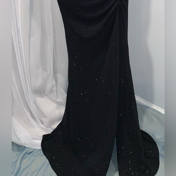 WINDSOR sparkle black vneck high cut formal prom dress size medium large 10 - Picture 12 of 13